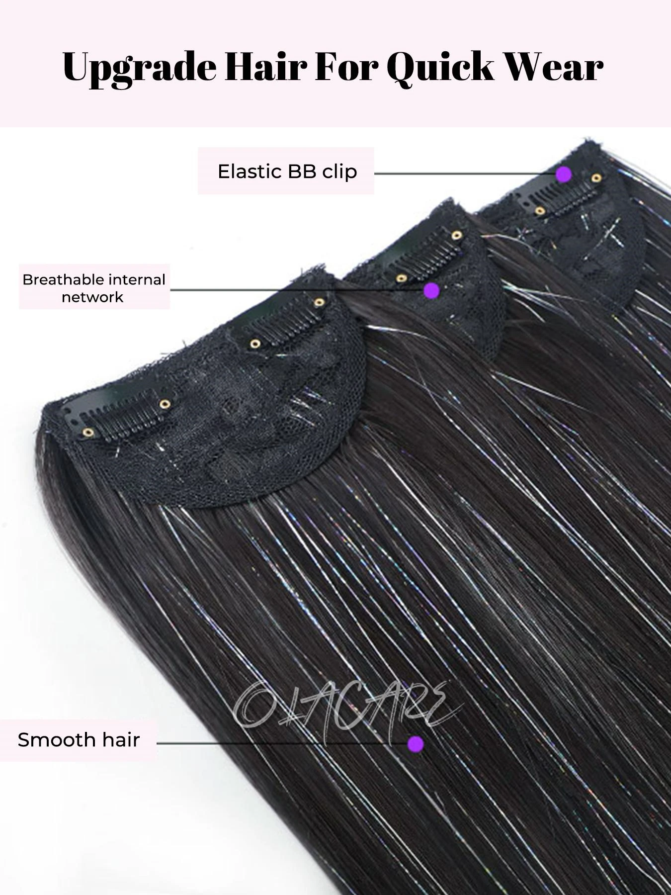 Synthetic Clip In Hair Extensions For Women Natural Fake Hairpieces