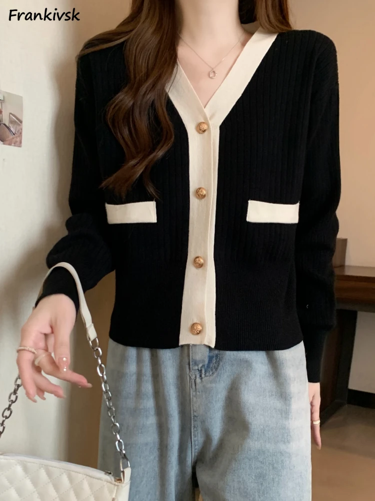 

Preppy Style Cardigan Women Simple Long Sleeve Youthful Vitality Korean Spring Autumn Slim Stretchy Knitwear Aesthetic Popular
