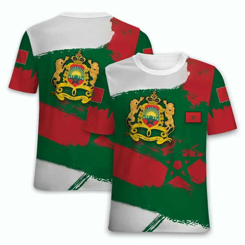 

Morocco Flag National Emblem 3D Print T-shirt Men O-Neck Short Sleeve T Shirts Oversized Summer Streetwear Kids Casual Tees Tops