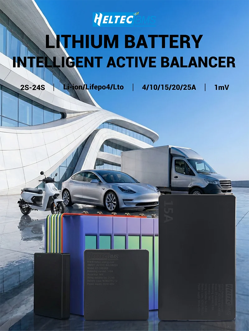 4A/10A/15A/20A Smart Active Balancer 2-24S Lifepo4 / Li-ion/ LTO Battery Equaliz