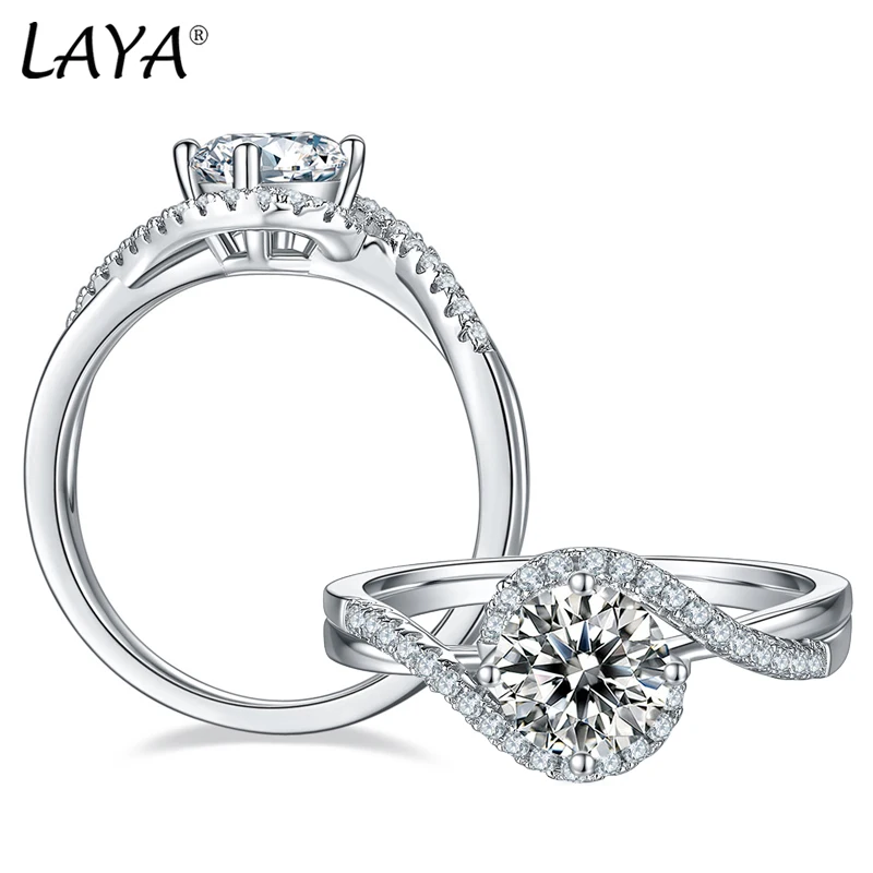 LAYA 925 Sterling Silver Pass Diamond Test Round Excellent Cut 1 CT