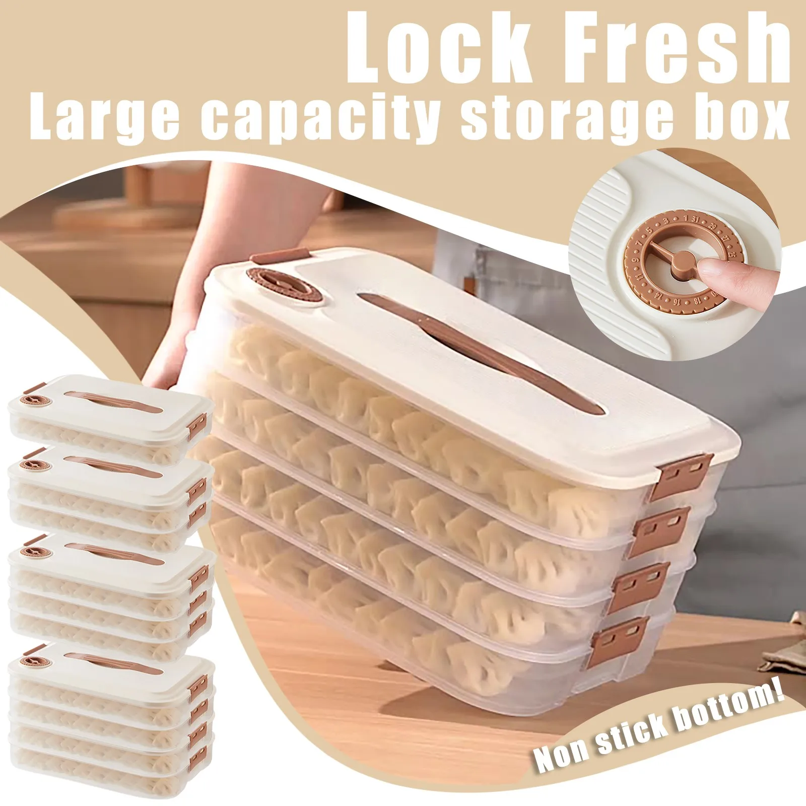 Multilayer Kitchen Food Grade Multilayer Dumpling Storage Box for Freezing and Fresh Keeping with Sealed Refrigerating Function 6
