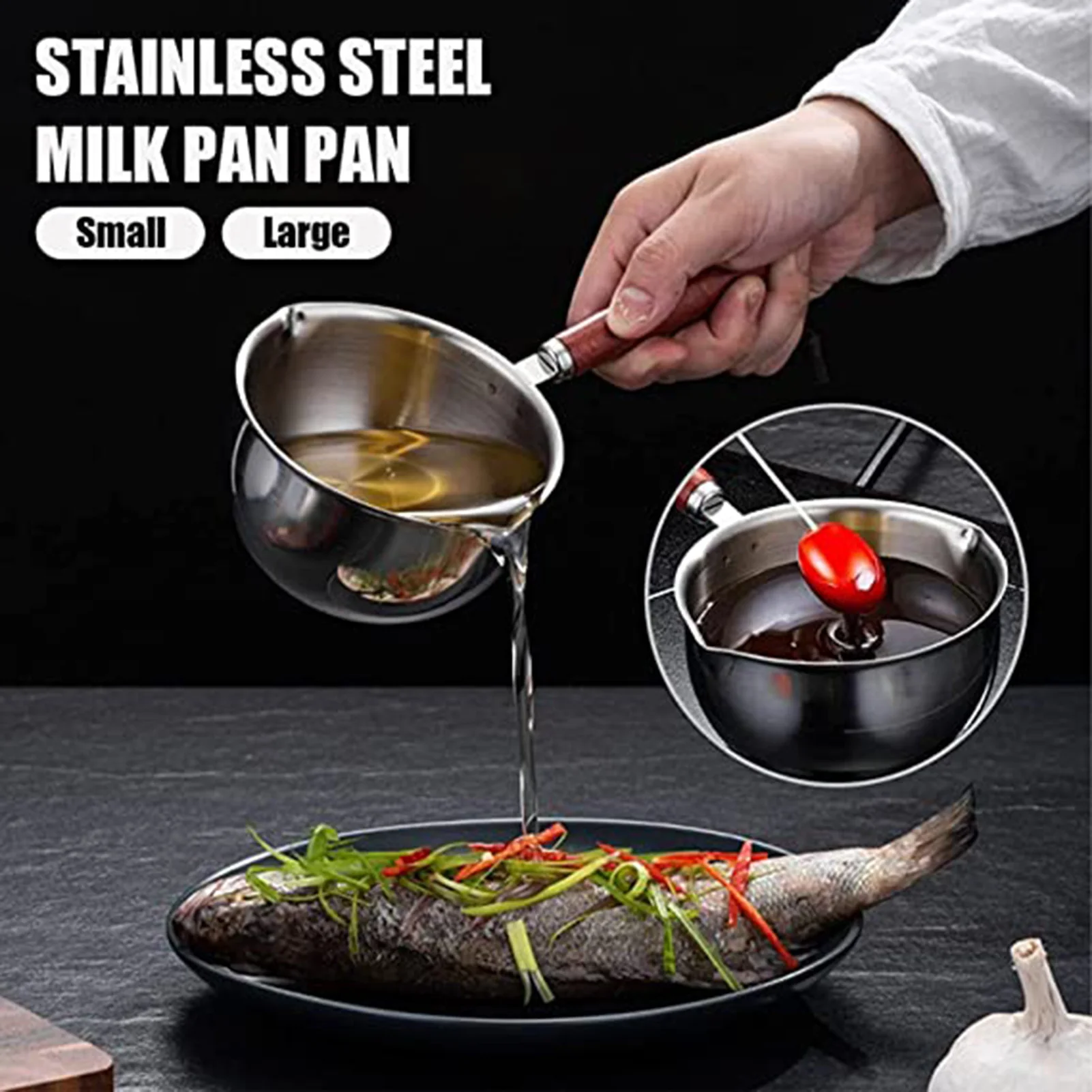 

Oil Pan Flavor Splash Milk Pot Steel Skillet With 2 Pour Spouts Cooking Skillet For Home Kitchen Restaurant Use