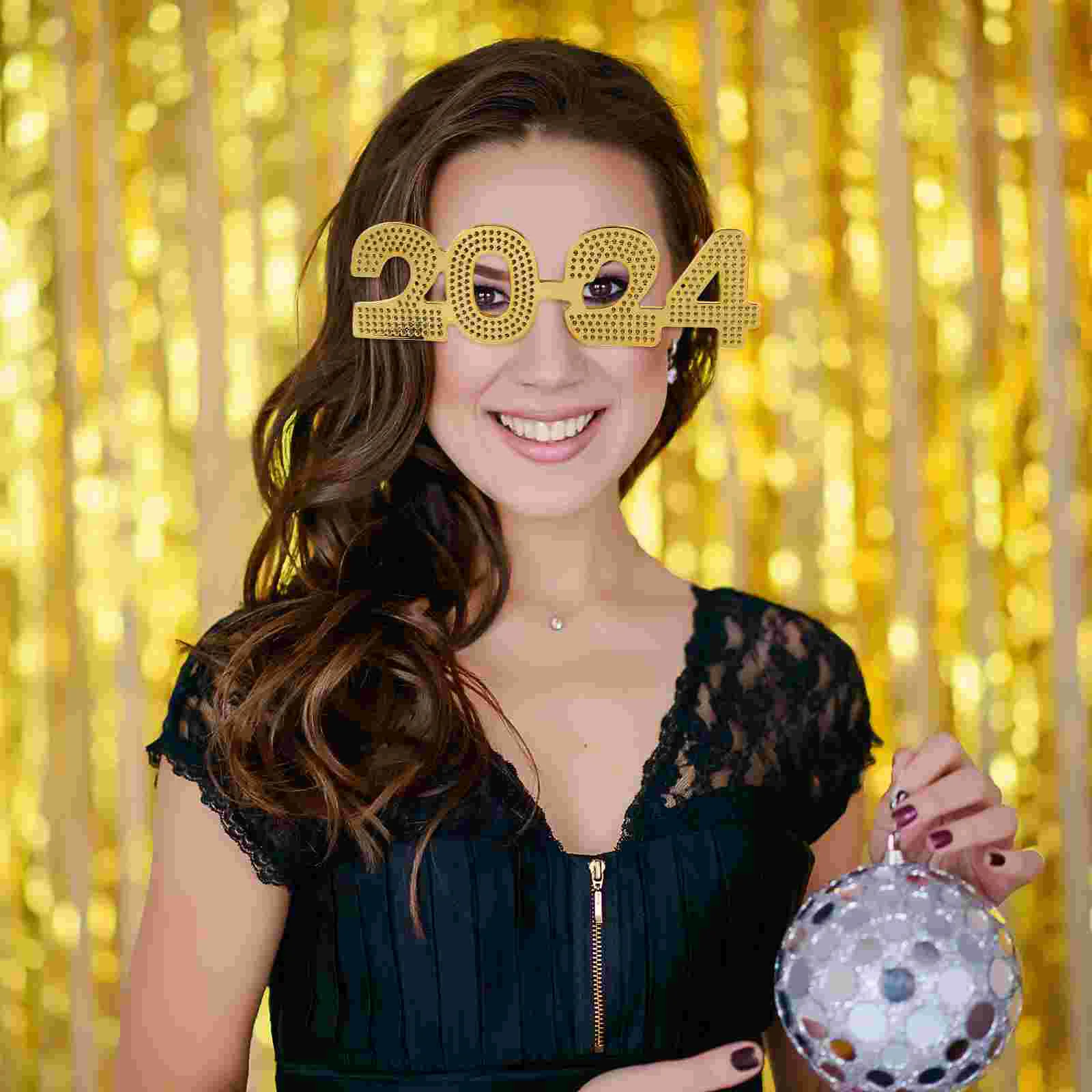 

2024 Party Glasses Metallic Number Eyeglasses New Year Party Glasses Photo Booth Props Party Decorations New Years Eve Party