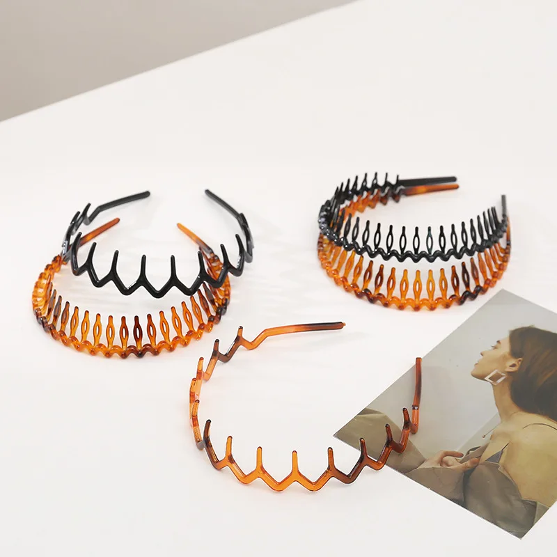 

Пластиковая волнистая зубная повязка на голову для женщин и девочек, нескользящая зигзагообразная расческа акулы, зубной ободок, женский головной убор «сделай сам» для стайлинга короны