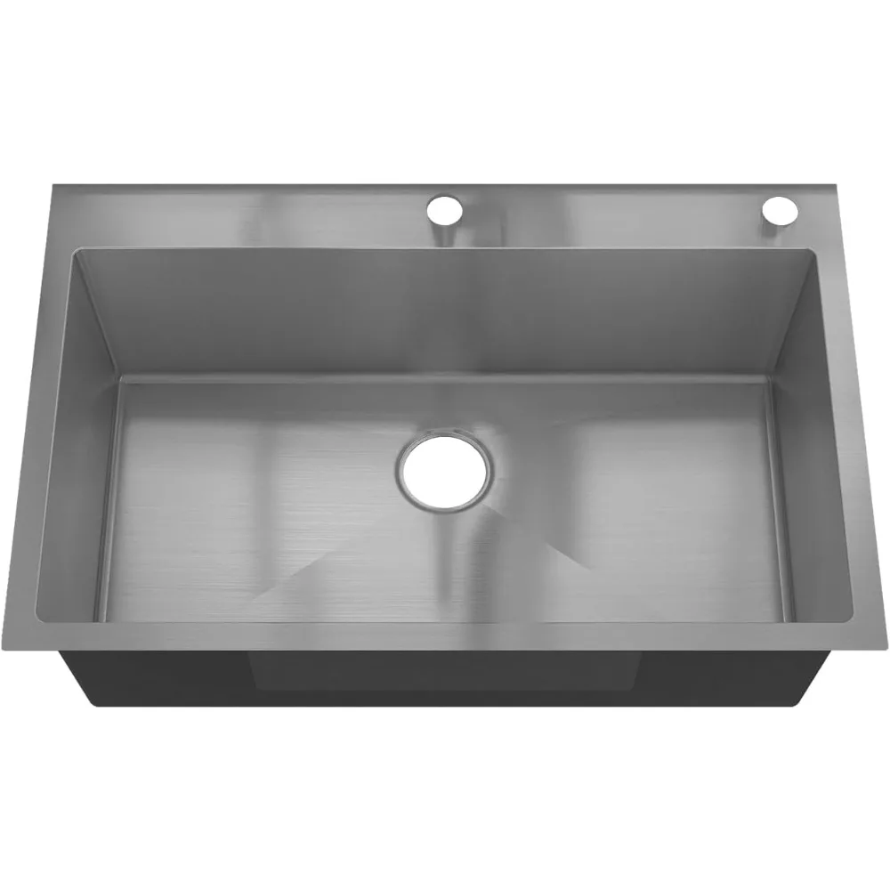 

33" X 22" X 9" Drop In Single Bowl Kitchen Sink With 304 Stainless Steel Satin Finish For Sinks Organizer Multifunction Strainer