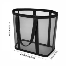 Foldable Mesh Laundry Basket with Reinforced Handle - Large Capacity Multi - Functional Storage Organizer - XL (Black)