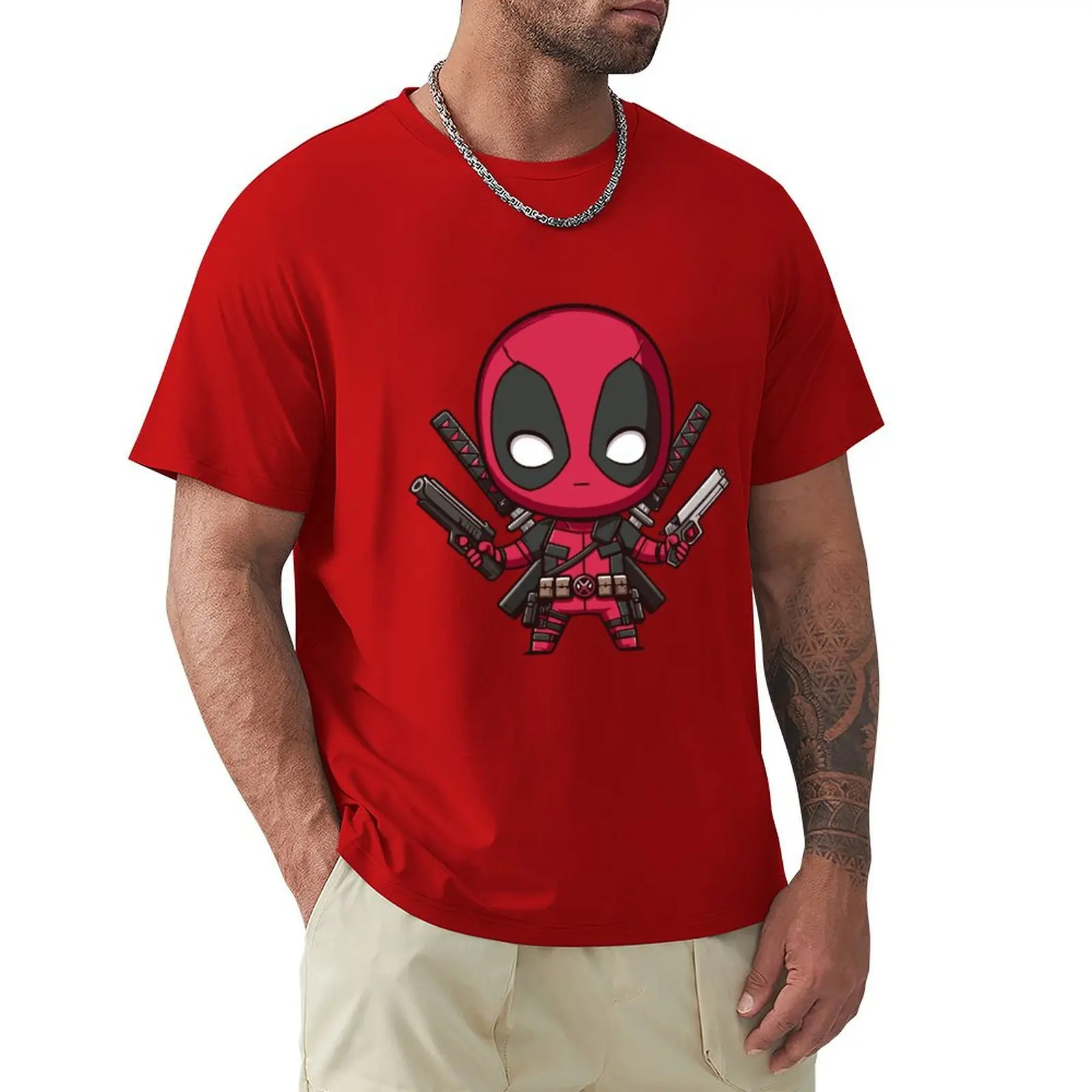 

Chibi D. Pool T-Shirt anime clothes summer clothes plus sizes tops mens workout shirts