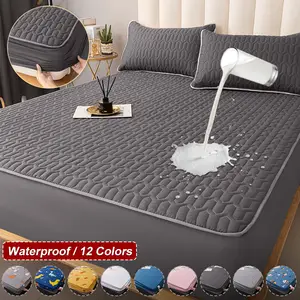 Colcha impermeable 100% para cama de matrimonio, Funda de colchón  acolchada, Protector de sábana ajustable, 90/160/180x200 - AliExpress