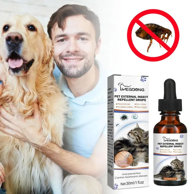 

30ml Pets Dog Cat Anti-Flea Drops Insecticide Flea Lice Insect Remover Spray Flea and Tick Concentrate Formula Pet Flea Remover