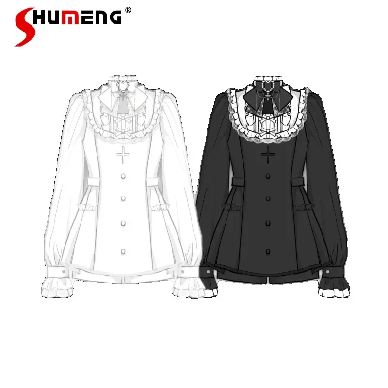Mine Lace Black Long-Sleeved Embroidered Cinched Patchwork Detachable Bow Mass-Produced Top And Shorts 2-Piece Suit Outfit Women