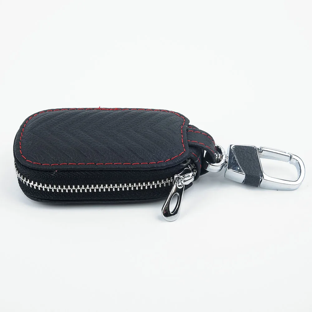 

Bag Case 1pc Part Car Remote Protection Key Cover Portable Accessory Black Smart Practical Holder Tool Chain Leather