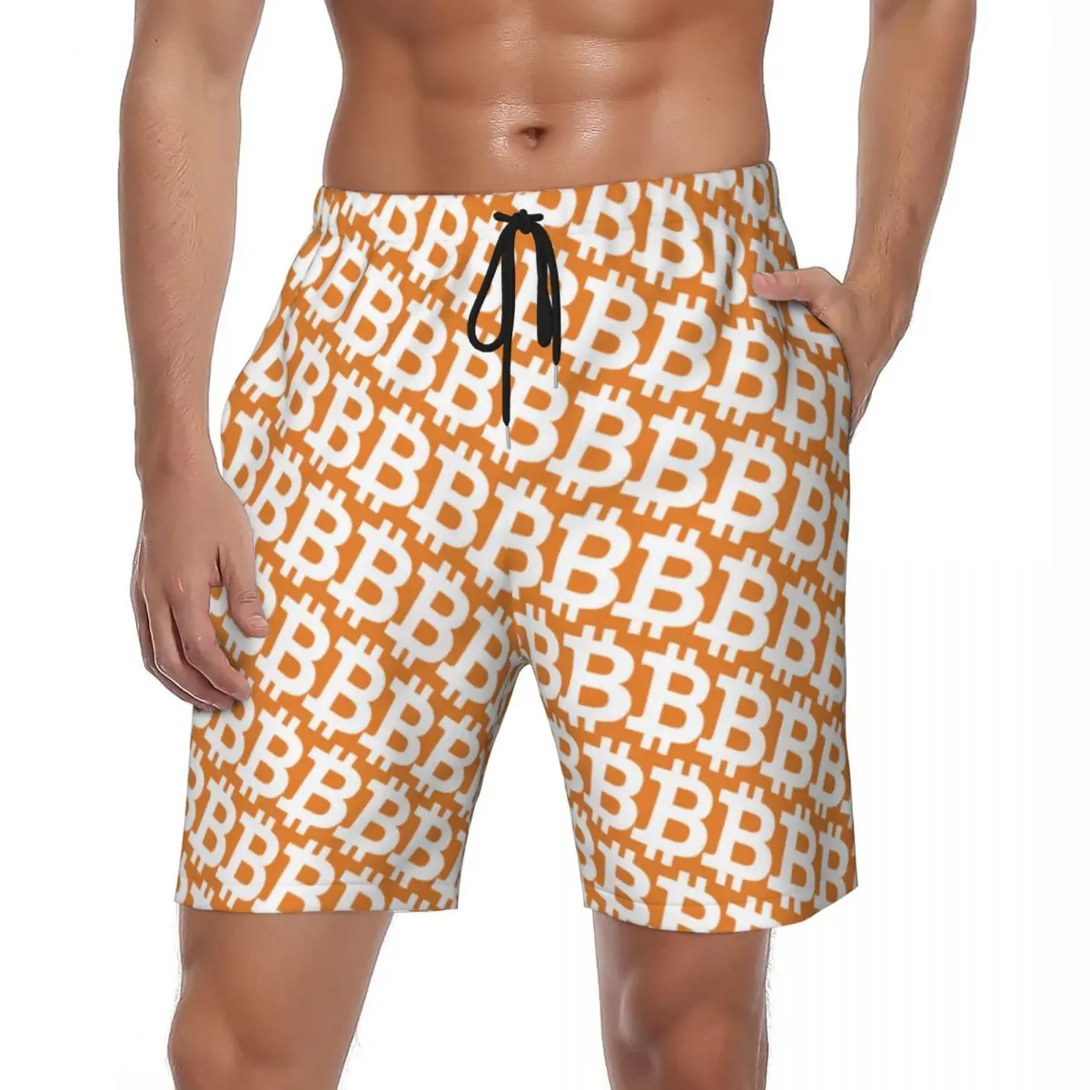 

Swimsuits Bitcoin Logo Board Shorts Summer Cryptocurrency Print Hawaii Beach Shorts Men Custom Surfing Quick Dry Beach Trunks