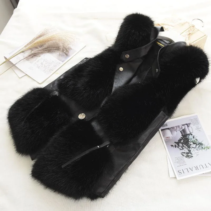 عالية الجودة تقليد الثعلب الفراء سترة سترة المرأة...