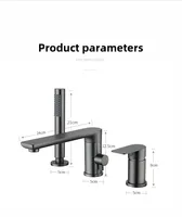 ชุดก๊อกน้ําอ่างอาบน้ําสีดํา Gunmetal สุดหรูพร้อมการติดตั้งสามรู 6