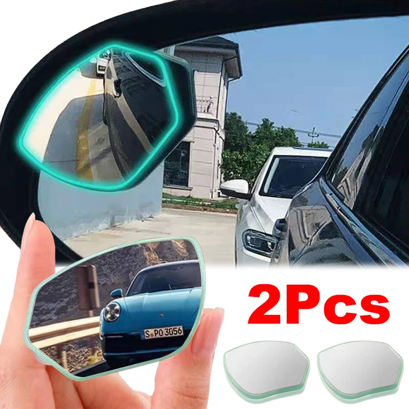 

2Pcs Universal Car Blind Spot Mirrors Auto Rainproof Anti-Fog Adjustable Angle Wide Glass Frameless Convex Rearview Mirror