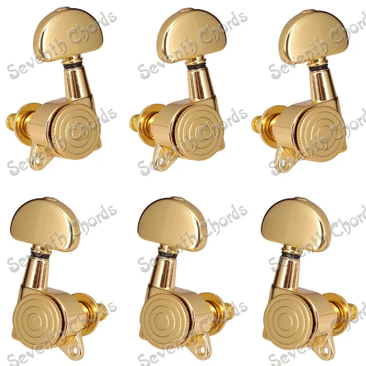 

A Set 6 Pcs Locked String Tuning Peg Tuner Machine Head For Acoustic Electric Guitar Lock Schaller Style - Big Semicircle Button