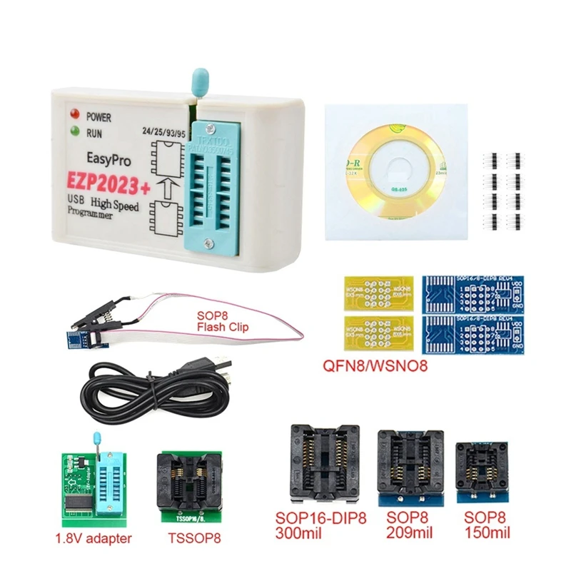 EZP2023 + 고속 SPI 플래시 프로그래머, EZP2023 USB 컴파일 키트, 지지대 24/25/93/95 EEPROM 25 플래시 바이오스 칩