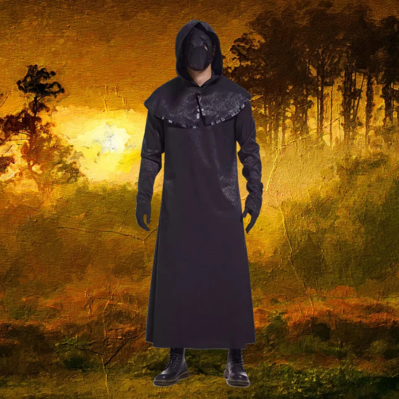 Halloween Cosplay Costumes Halloween European Medieval Black Death Plague Men's Beak Mask Doctor Role Stage Performance Costume