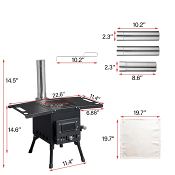 Wood Camping Stove Black 57.5*31*37cm 4