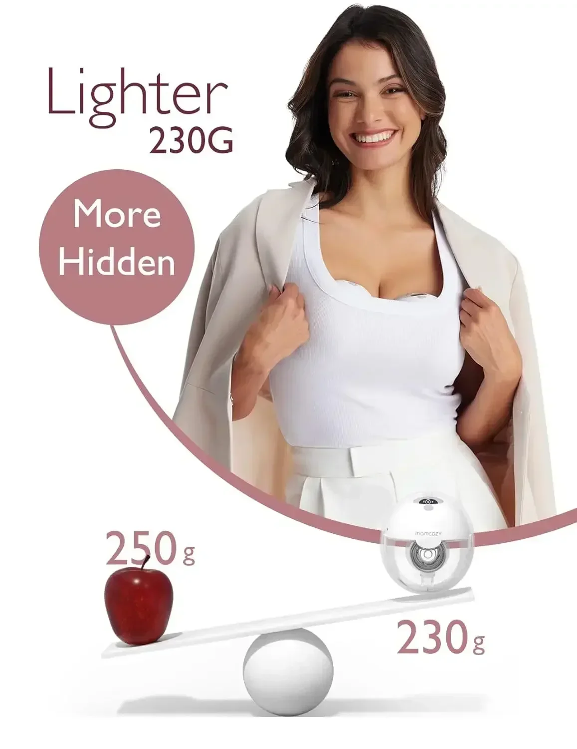 Hands Free Wearable Breast Pump of Baby Mouth Double-Sealed with 3 Modes 9 Levels Electric Breast Pump Portable