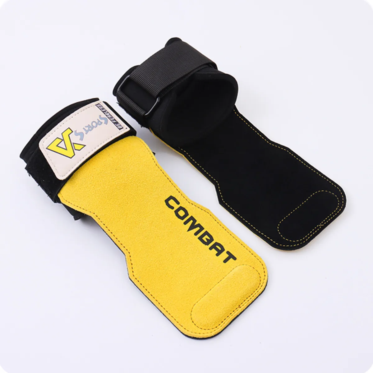 Professional Cowhide Gym Gloves Grips Anti-Skid Weight Power Belt Lifting Pads Deadlift Belt Workout Palm Protection 1Pair Pads 5