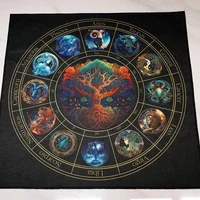 Tarot Altar Cloth with Zodiac Signs and Tree of Life Celestial Tarot Deck for Tarot and Oracle Card Readings 2