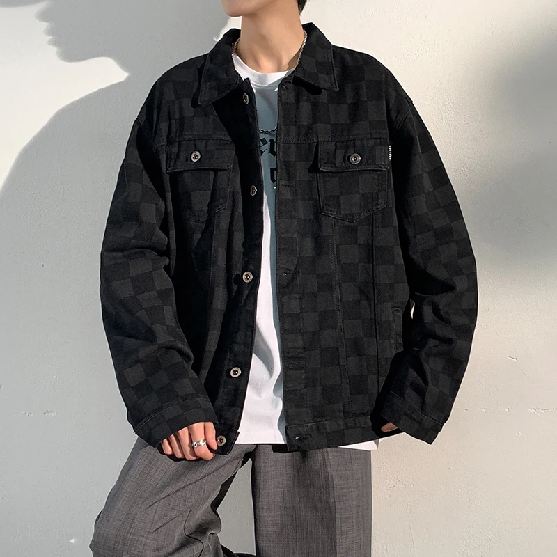 

Pan Grid Denim Jacket For Men's Autumn 2023 New Loose Size Men's Casual American Autumn Jacket