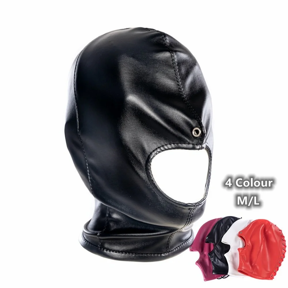 en Slave Sex Party Mask for Women Men SM Leather Hood Blindfold Head Harness Mask Bdsm Bond_voghion.com