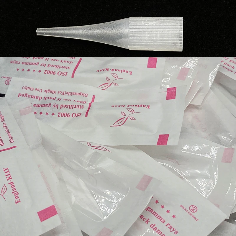 50pcs/bag 1RL Needle Tip Permanent Makeup Tattoo Machine Sunshine Giant Sun G-8650 G-9740 Eyebrow Tattoo Needle Caps Nozzle Tips