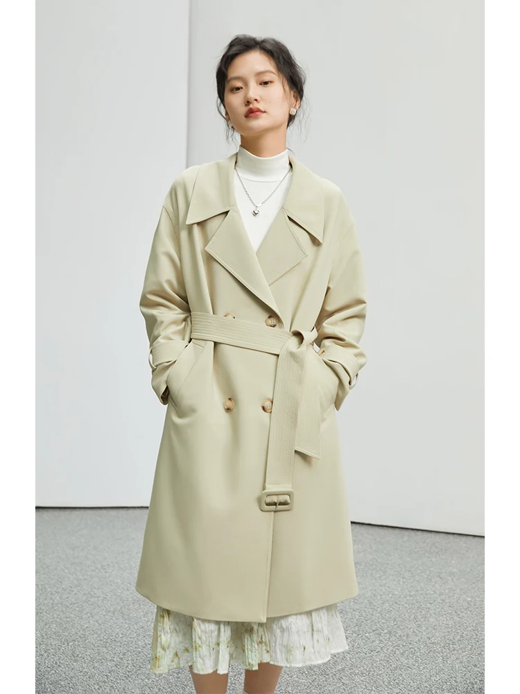 ZIQIAO Classic Style Lapel Women Trench Coat Spring Autumn High-end Fashion Casual Commuter Necessary Female Windbreak Coats
