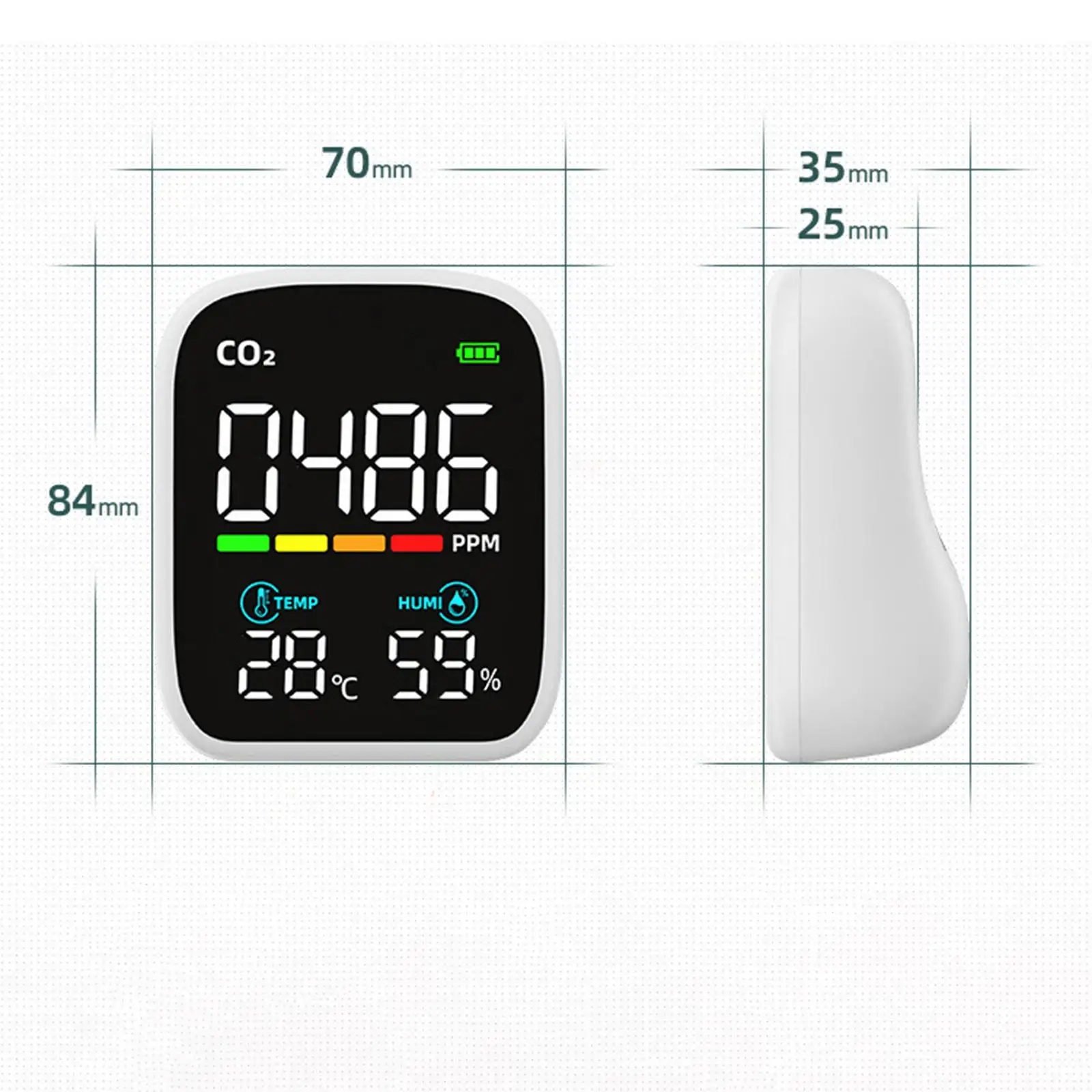 Digital CO2 Temperature Humidity Meter Monitor for Warehouse Gym Travel