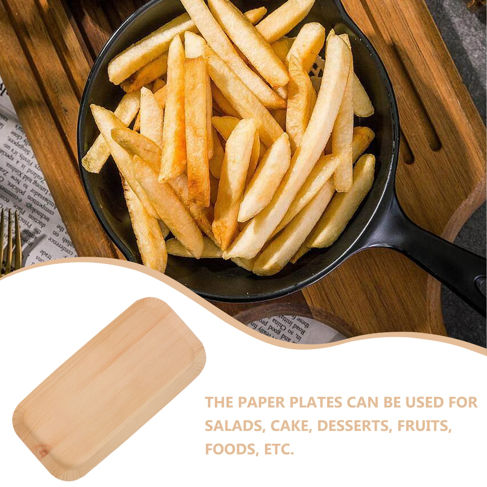 10 Pcs Palm Leaf Snack Wood Grain Paper Plate Plates Food Tray Sashimi Sushi Serving Snacks Treat Container