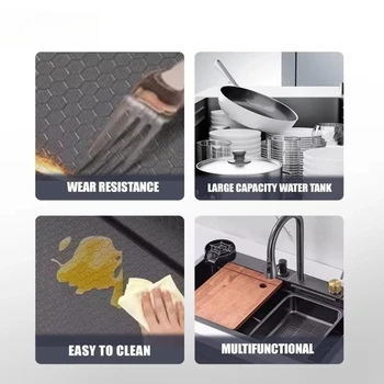 อ่างล้างจานครัวแบบดึงออกได้ ทำจากสแตนเลส 304 พร้อมที่วางมีด 2