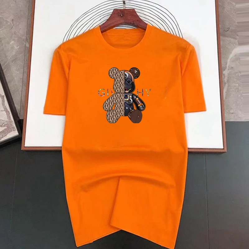 Luxury Brand Cartoon Bear Paris Print T Shirt For Man Summer