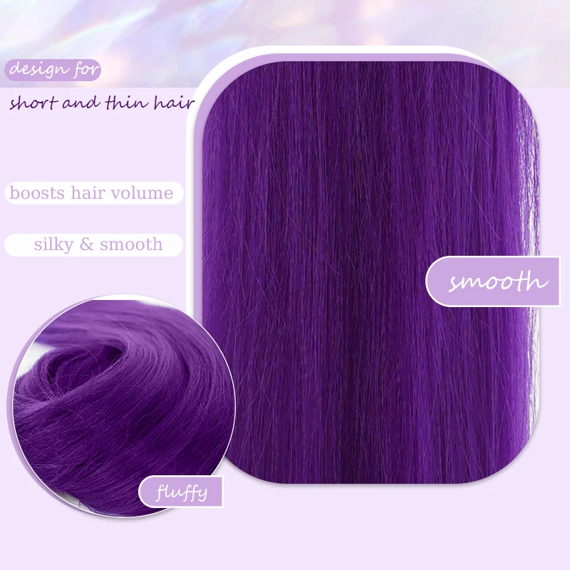 32inch Purple Hair Ponytail Extensions Wig Super Long Claw Clip Straight Ponytail Party Highlights for Women Christmas Party Use