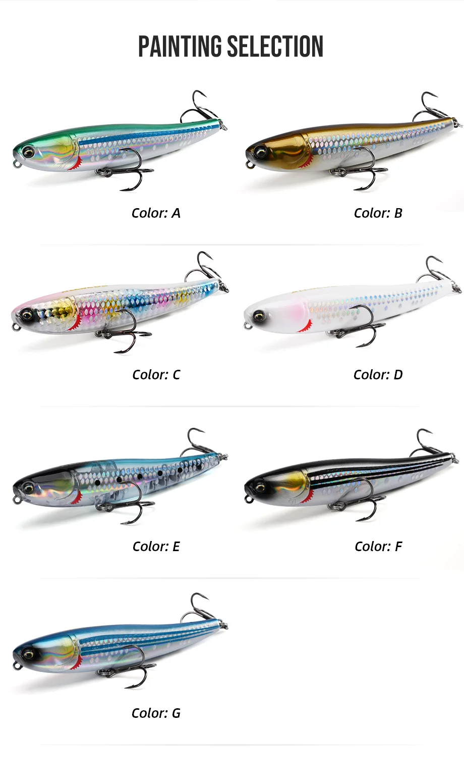 ALLBLUE BULLET MULLET Topwater Pencil Surface Walker Schwimmender Angelköder Walk The Dog 8 g 17,5 g Salzwasserbarsch Hartköder – Detail 8