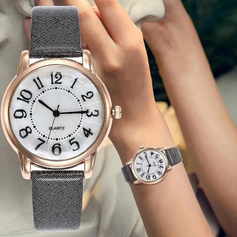 

Small Faux Leather Gift Women Luxury for Girls Watch Simple Fashion Analog Quartz Dial for Number Strap Quartz Reloj Mujer