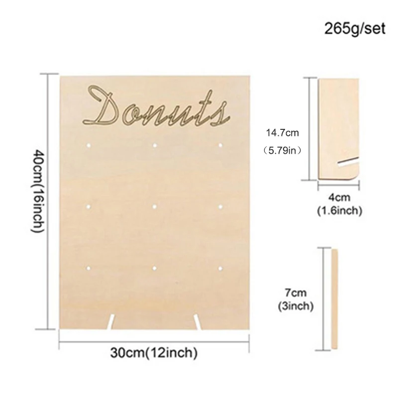 1 pc Donut Boards WoodenWall Holds Donut Boards Stand Hanging DonutsTable Wedding Decoration 6