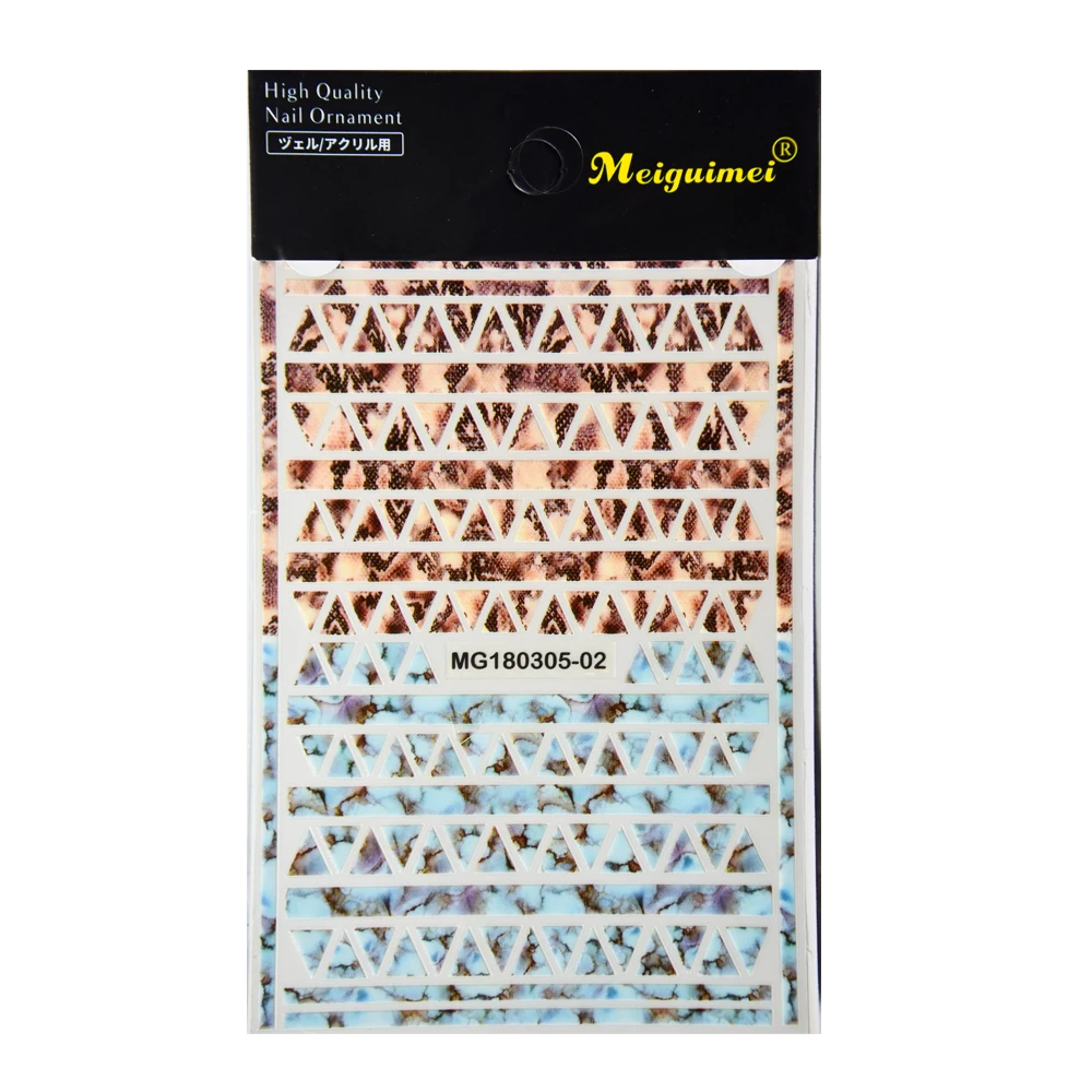 1pc Snakeskin 3D Nail Art Stickers Marble Stone Grid Leopard Nail Sticker Decals Japanese Accessories for Decorations