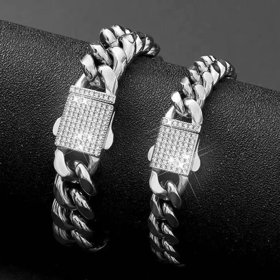

6/8/10/12/14mm Silver Color Stainless Steel Curb Cuban Link Chain Miami Bracelet Bangle for Men Women Jewelry