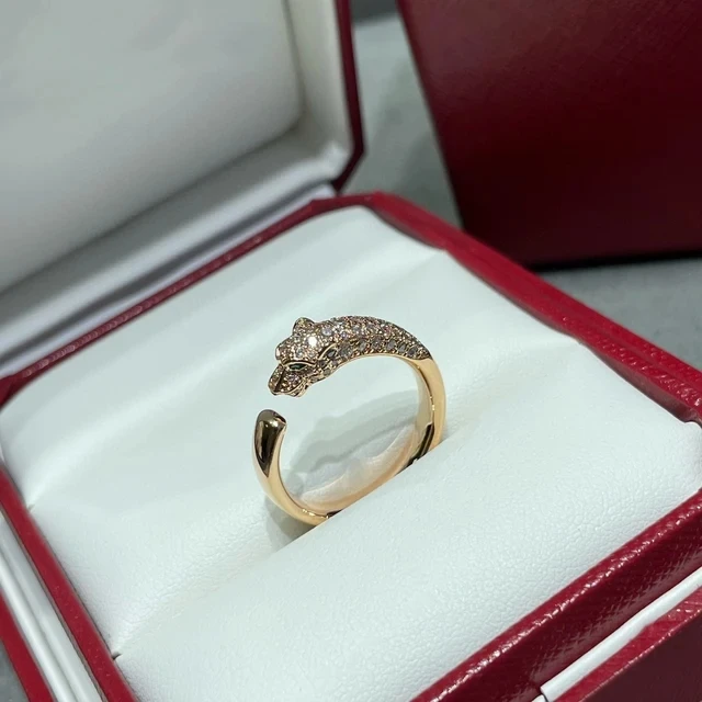 Hot selling classic brand 925 Sterling Silver Leopard Head Ring Ladies personality trend luxury jewelry party couple gift
