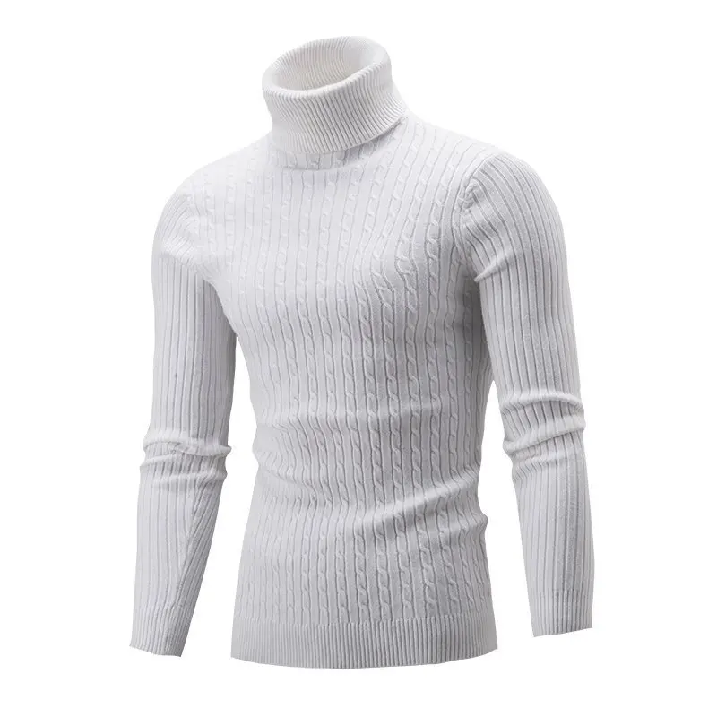 Men's Sweater High Neck Sweater New Europe and America High Neck Color Fried Dough Twists Bottoming Sweater Men's 2023 New