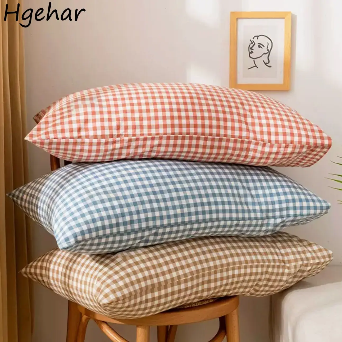 

Pillowcase Envelope Style Plaid Couples Plain Ins 48x74cm Washable Cotton Home Textile Household Bedroom Throw Pillow Case New