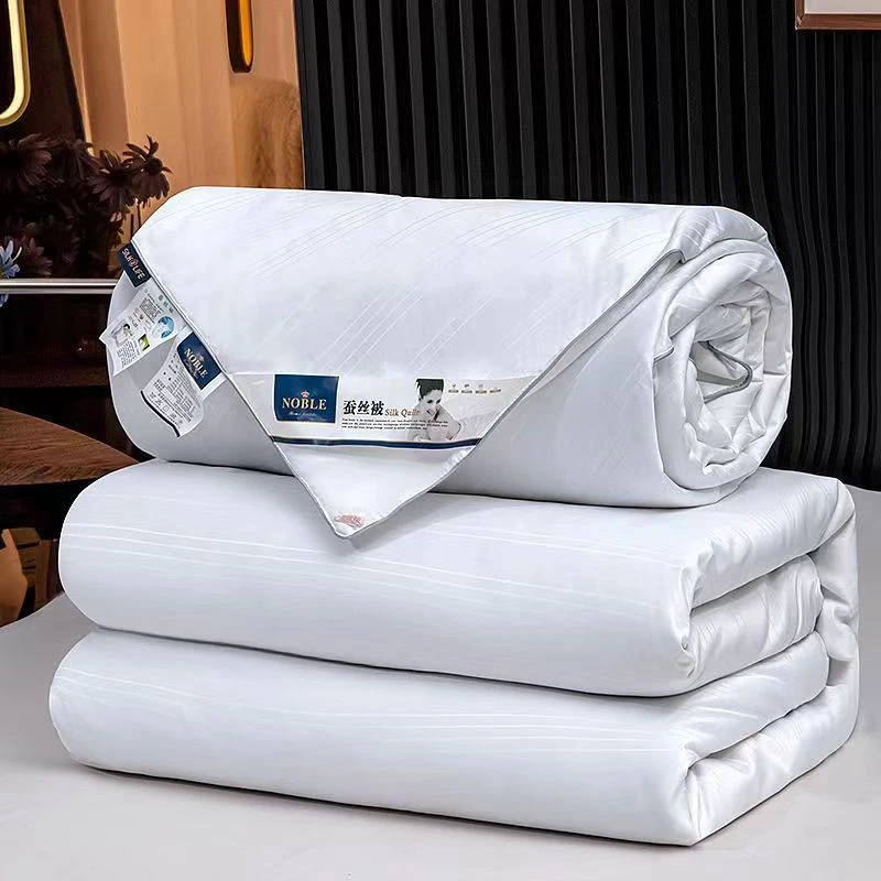 Mulberry Silk Duvet King Size 60s Cotton Jacquard Comforter Solid Color