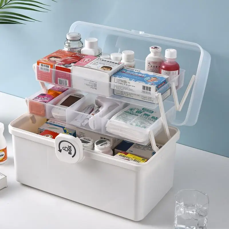 MultiFunctional Plastic Portable First Aid Kit Family Storage Organizer Emergency Kit Container for Medicines Cabinet Pill Box