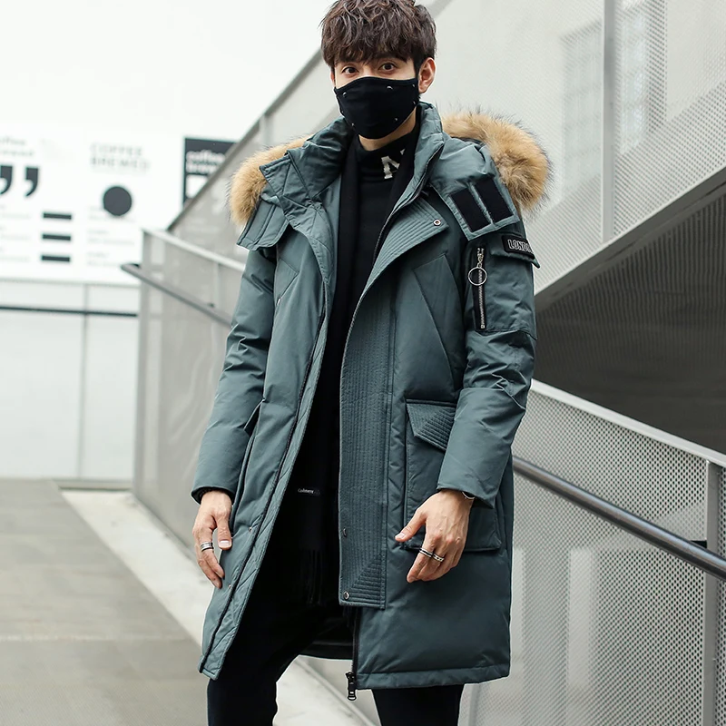  WUQIAO Hooded Long Coat Men's Winter Down Puffer