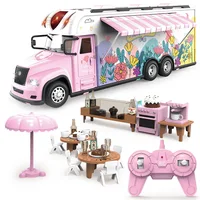 Children Gift Pink Remote Control Car Children Toys Dining Van Pizza Truck coffee Shop Bus Food Truck Toy for open door 1
