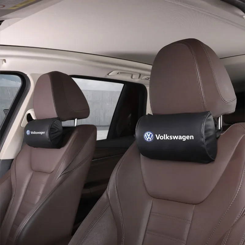고급 가죽 자동차 헤드레스트 시트 헤드 필로우 목 지지대 VW GTI 폴로 골프 파사트 티구안 아르테온 투아렉 타이고 캐디 ID.3용