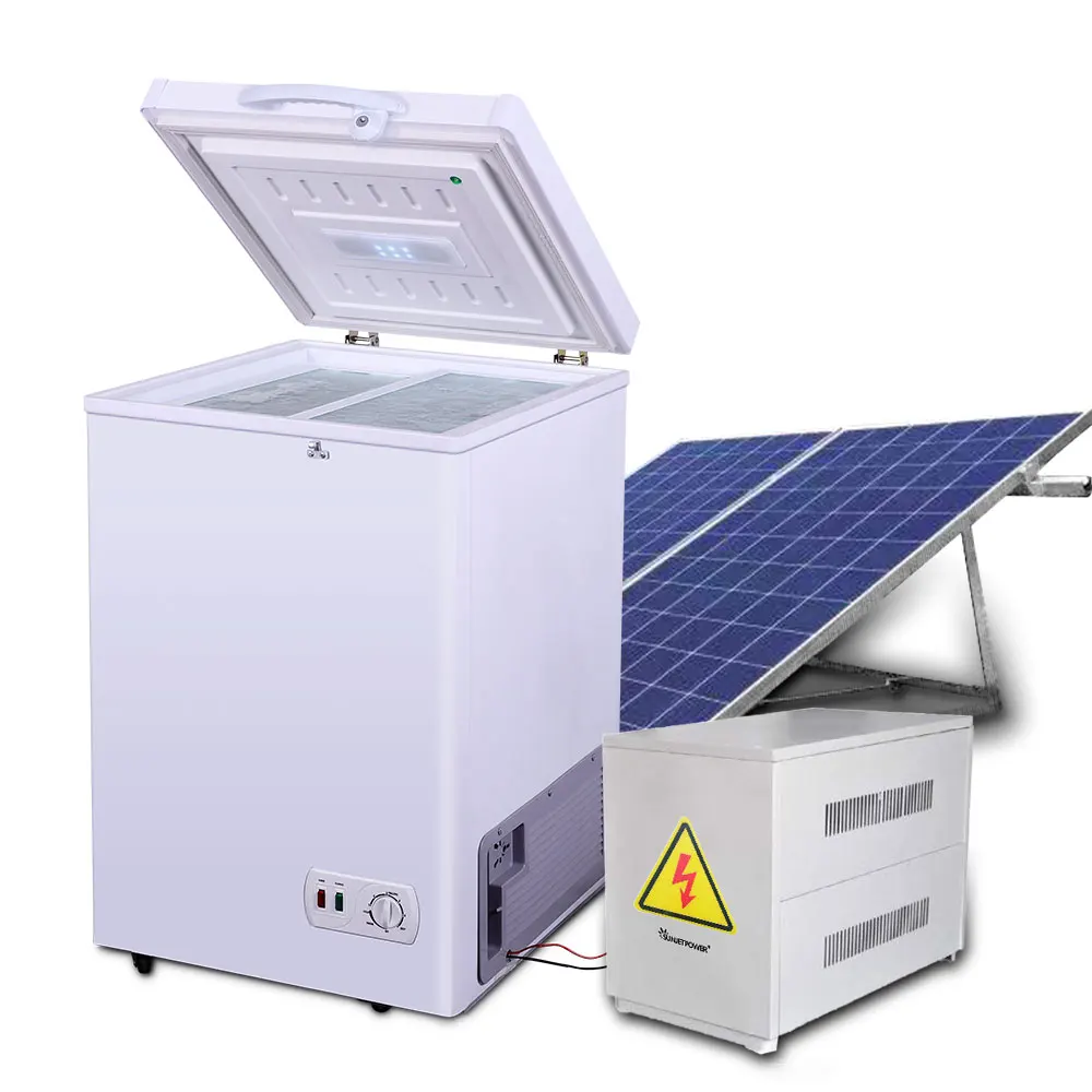 R134a 110L Single Door Solar Chest Deep Freezer with Solar Panel Power System 12v Freezer Refrigerator